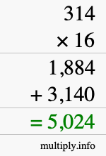 How to calculate 314 times 16 using long multiplication How to calculate 314 times 16 using long multiplication