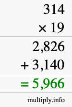 How to calculate 314 times 19 using long multiplication How to calculate 314 times 19 using long multiplication