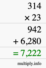 How to calculate 314 times 23 using long multiplication How to calculate 314 times 23 using long multiplication