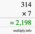 How to calculate 314 times 7 using long multiplication How to calculate 314 times 7 using long multiplication