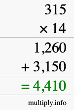 How to calculate 315 times 14 using long multiplication How to calculate 315 times 14 using long multiplication