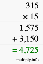 How to calculate 315 times 15 using long multiplication How to calculate 315 times 15 using long multiplication