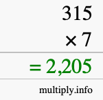 How to calculate 315 times 7 using long multiplication How to calculate 315 times 7 using long multiplication