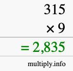 How to calculate 315 times 9 using long multiplication