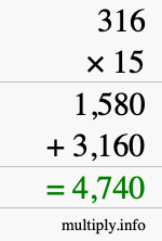 How to calculate 316 times 15 using long multiplication How to calculate 316 times 15 using long multiplication
