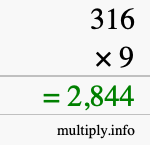 How to calculate 316 times 9 using long multiplication