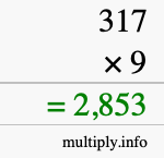 How to calculate 317 times 9 using long multiplication