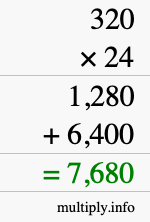 How to calculate 320 times 24 using long multiplication How to calculate 320 times 24 using long multiplication