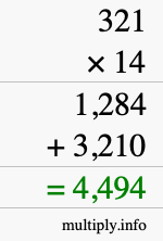 How to calculate 321 times 14 using long multiplication How to calculate 321 times 14 using long multiplication