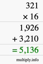How to calculate 321 times 16 using long multiplication How to calculate 321 times 16 using long multiplication