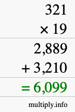 How to calculate 321 times 19 using long multiplication