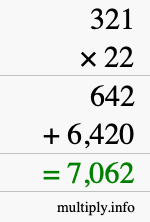 How to calculate 321 times 22 using long multiplication How to calculate 321 times 22 using long multiplication