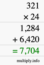How to calculate 321 times 24 using long multiplication How to calculate 321 times 24 using long multiplication