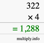 How to calculate 322 times 4 using long multiplication