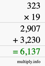 How to calculate 323 times 19 using long multiplication