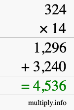 How to calculate 324 times 14 using long multiplication How to calculate 324 times 14 using long multiplication