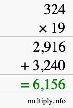 How to calculate 324 times 19 using long multiplication