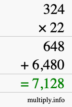 How to calculate 324 times 22 using long multiplication How to calculate 324 times 22 using long multiplication