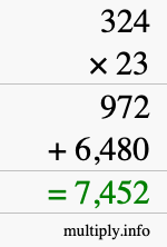 How to calculate 324 times 23 using long multiplication How to calculate 324 times 23 using long multiplication