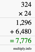 How to calculate 324 times 24 using long multiplication
