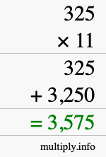 How to calculate 325 times 11 using long multiplication How to calculate 325 times 11 using long multiplication