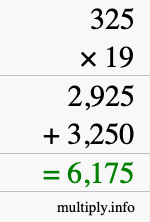 How to calculate 325 times 19 using long multiplication
