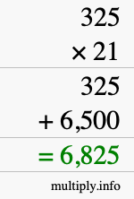 How to calculate 325 times 21 using long multiplication How to calculate 325 times 21 using long multiplication