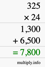 How to calculate 325 times 24 using long multiplication How to calculate 325 times 24 using long multiplication