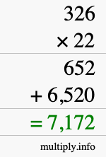 How to calculate 326 times 22 using long multiplication How to calculate 326 times 22 using long multiplication