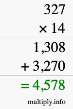 How to calculate 327 times 14 using long multiplication How to calculate 327 times 14 using long multiplication