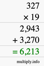 How to calculate 327 times 19 using long multiplication