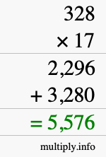 How to calculate 328 times 17 using long multiplication