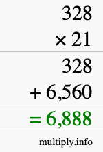 How to calculate 328 times 21 using long multiplication