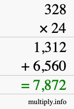 How to calculate 328 times 24 using long multiplication How to calculate 328 times 24 using long multiplication