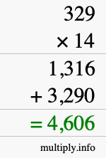 How to calculate 329 times 14 using long multiplication How to calculate 329 times 14 using long multiplication