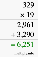 How to calculate 329 times 19 using long multiplication