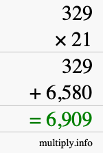 How to calculate 329 times 21 using long multiplication