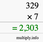 How to calculate 329 times 7 using long multiplication