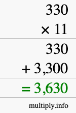 How to calculate 330 times 11 using long multiplication How to calculate 330 times 11 using long multiplication