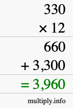 How to calculate 330 times 12 using long multiplication How to calculate 330 times 12 using long multiplication