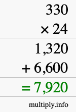 How to calculate 330 times 24 using long multiplication How to calculate 330 times 24 using long multiplication