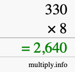 How to calculate 330 times 8 using long multiplication How to calculate 330 times 8 using long multiplication
