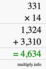 How to calculate 331 times 14 using long multiplication How to calculate 331 times 14 using long multiplication