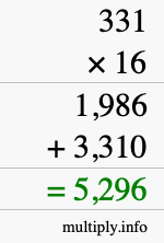 How to calculate 331 times 16 using long multiplication How to calculate 331 times 16 using long multiplication