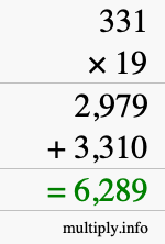 How to calculate 331 times 19 using long multiplication