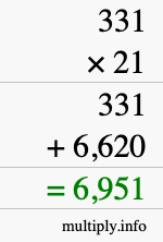 How to calculate 331 times 21 using long multiplication