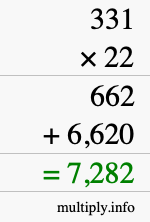 How to calculate 331 times 22 using long multiplication How to calculate 331 times 22 using long multiplication