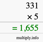 How to calculate 331 times 5 using long multiplication How to calculate 331 times 5 using long multiplication