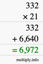 How to calculate 332 times 21 using long multiplication How to calculate 332 times 21 using long multiplication