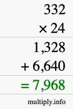 How to calculate 332 times 24 using long multiplication How to calculate 332 times 24 using long multiplication